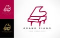 Grand piano logo vector. Musical instrument design. Royalty Free Stock Photo
